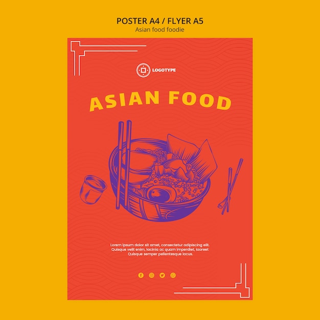 Delicious asian food  poster template