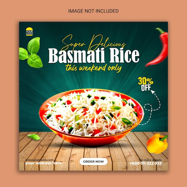 Delicious basmati rice social media post.