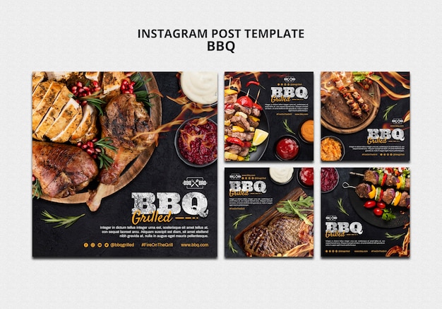 PSD deliziosi post su instagram per barbecue