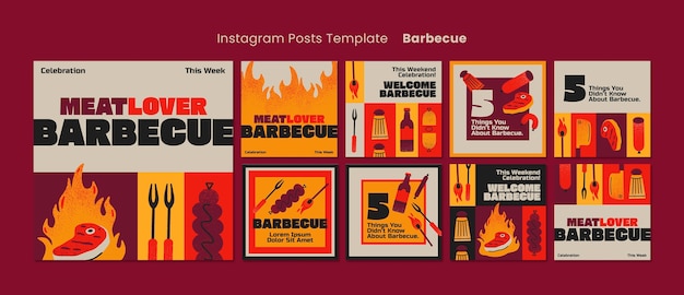 PSD deliziosi post su instagram per barbecue