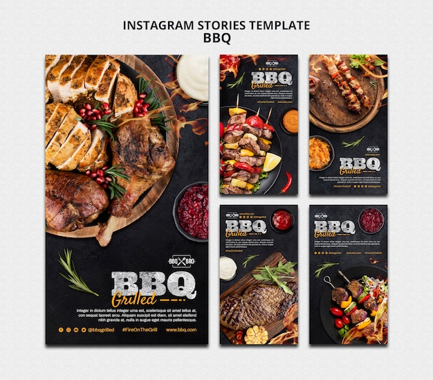 PSD delicious bbq instagram stories