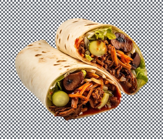 Delicious BBQ Pulled Pork Burrito geïsoleerd op een doorzichtige achtergrond