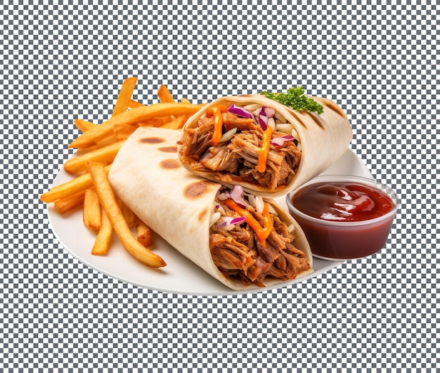 PSD delicious bbq pulled pork burrito isolated on transparent background