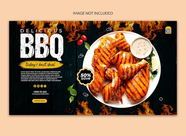 PSD delicious bbq social media web banner.