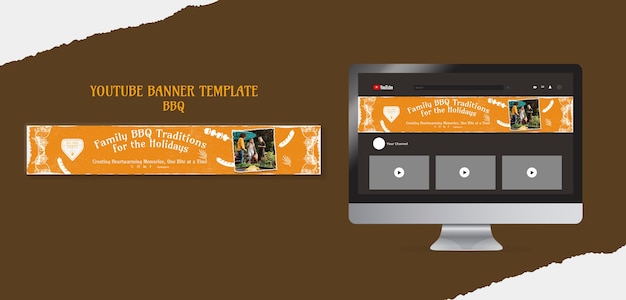 Delicious bbq youtube banner template