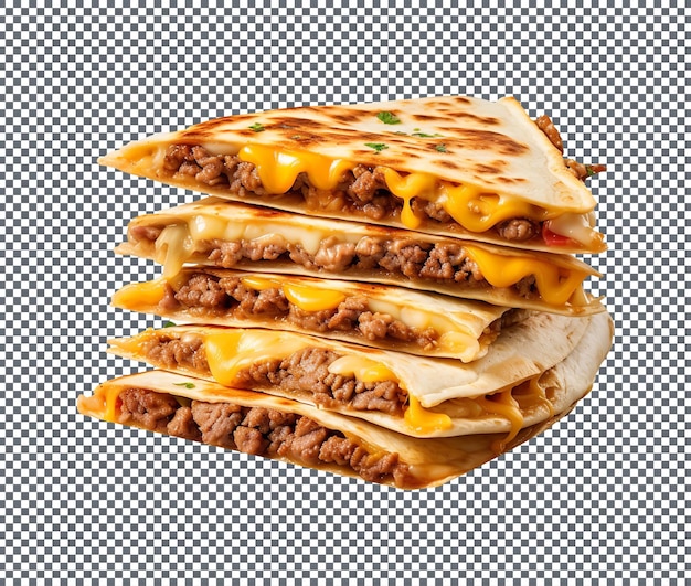 PSD delicious beef and cheddar quesadilla isolated on transparent background