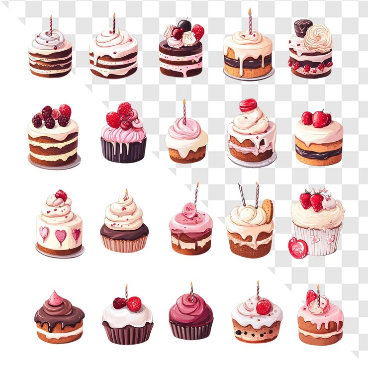 PSD delicious birthday cakes and cupcakes sweet treats festive baking
