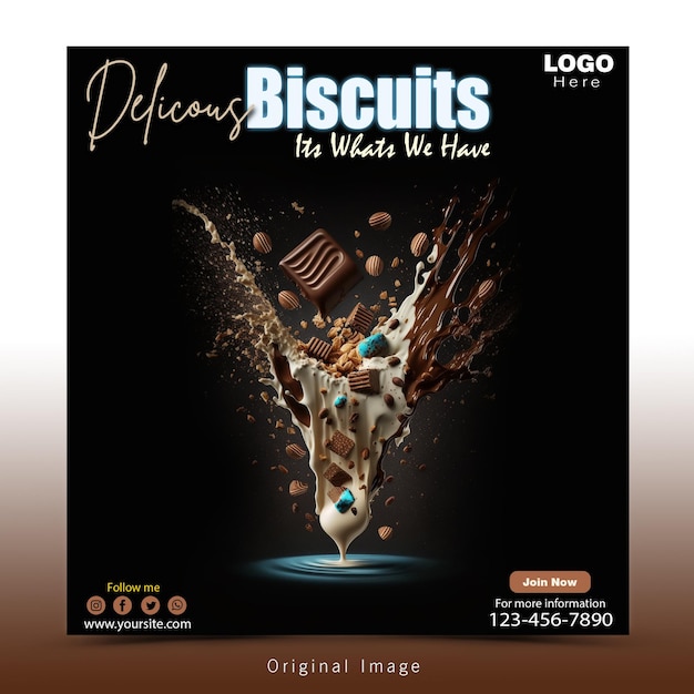 Delicious biscuits social media promotion and instagram poster template