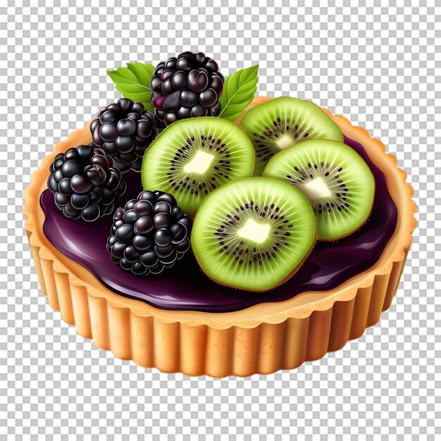 PSD 투명한 배경에 격리된 맛있는 블랙베리와 키위 케이크