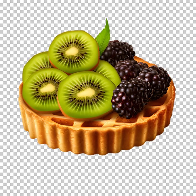 PSD delicious blackberry and kiwi cake isolated on transparent background