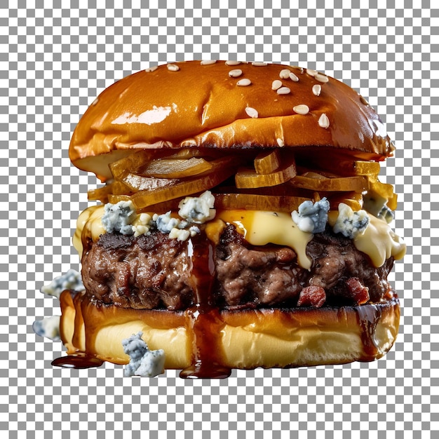 PSD delicious blue cheese burger isolated on transparent background