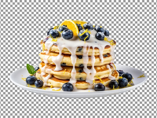Delicious blueberry ricotta pancakes stack isolated on transparent background