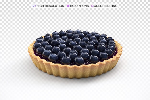 delicious blueberry tart on white background