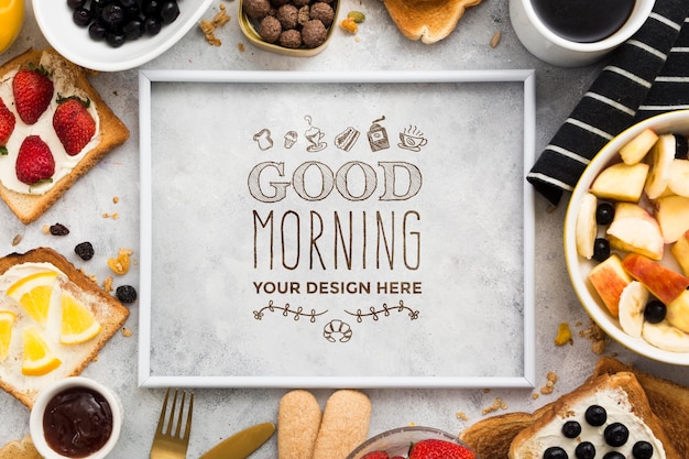 PSD delicious breakfast concept mock-up