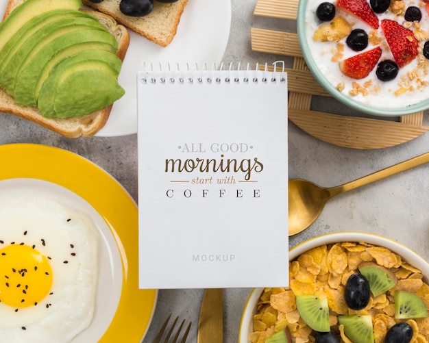 Delicious breakfast concept mock-up