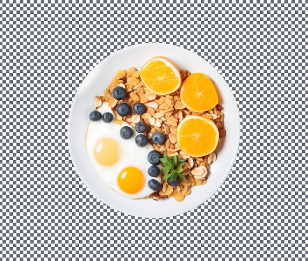 PSD delicious breakfast plate isolated on transparent background