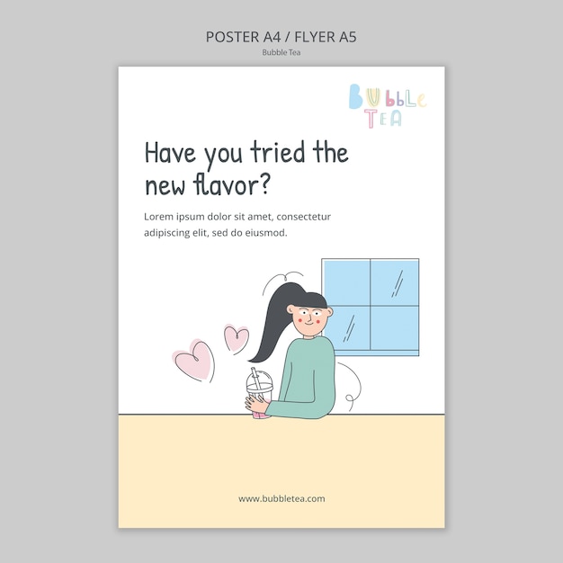 Delicious bubble tea poster template