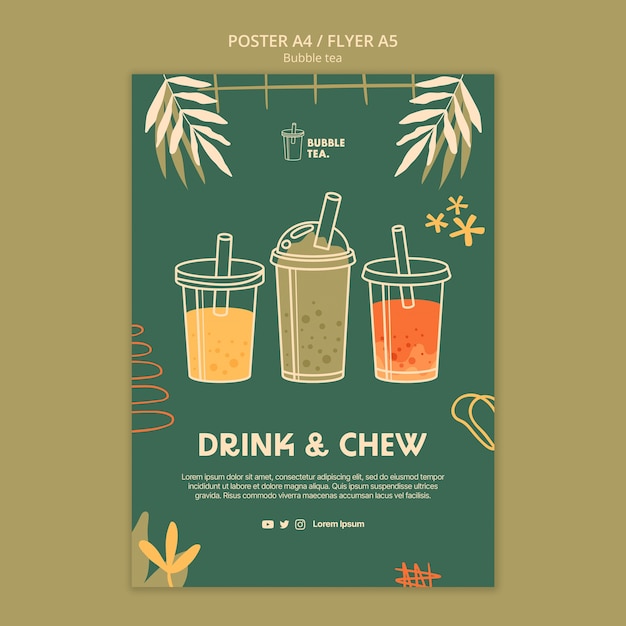 PSD delicious bubble tea poster template