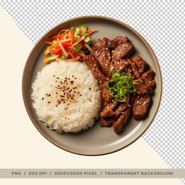 PSD delizioso bulgogi con ricetta di riso cibo coreano