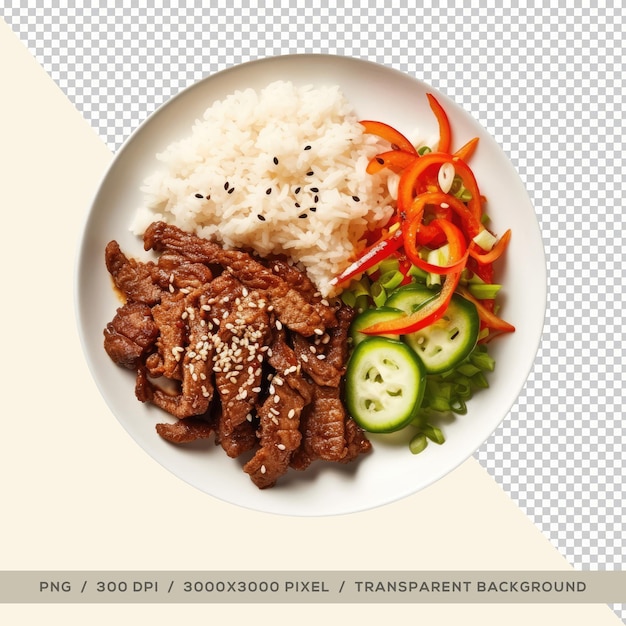 PSD delicious bulgogi with rice recipe korean food