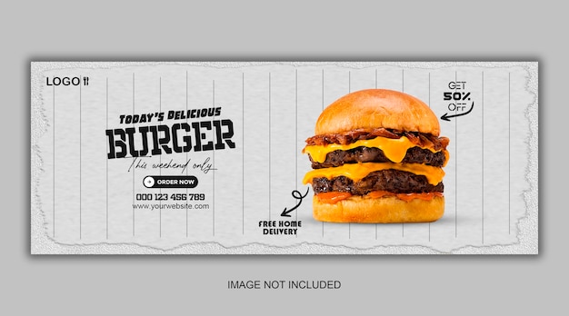 PSD 맛있는 햄버거와 음식 메뉴 페이스 북 표지 템플릿