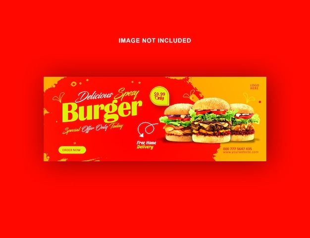 Delicious burger facebook banner and media banner design template
