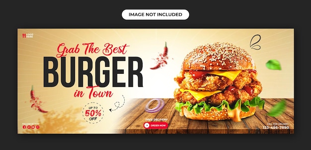 Delicious burger fast food facebook cover and web template design