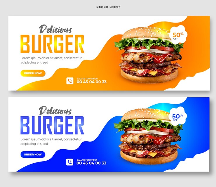 おいしいハンバーガーフードFacebookカバーバナーテンプレート