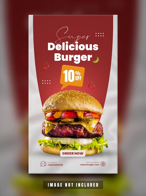 PSD delicious burger food instagram story template premium psd