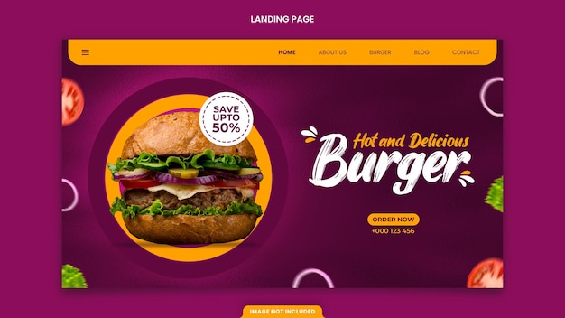 Delicious burger and food landing page