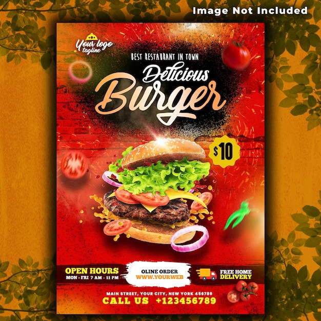 delicious burger food menu design psd