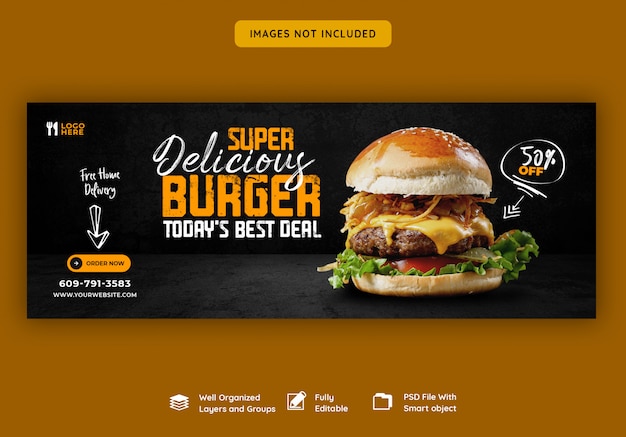 PSD delicious burger and food menu facebook cover template