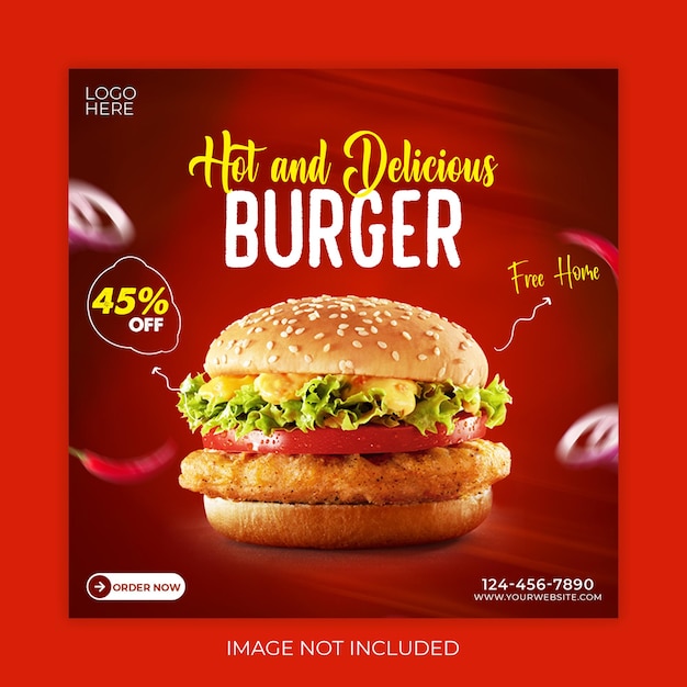 PSD delicious burger and food menu social media banner template