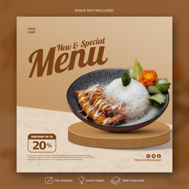 おいしいハンバーガーとフードメニューのソーシャルメディアバナーテンプレート