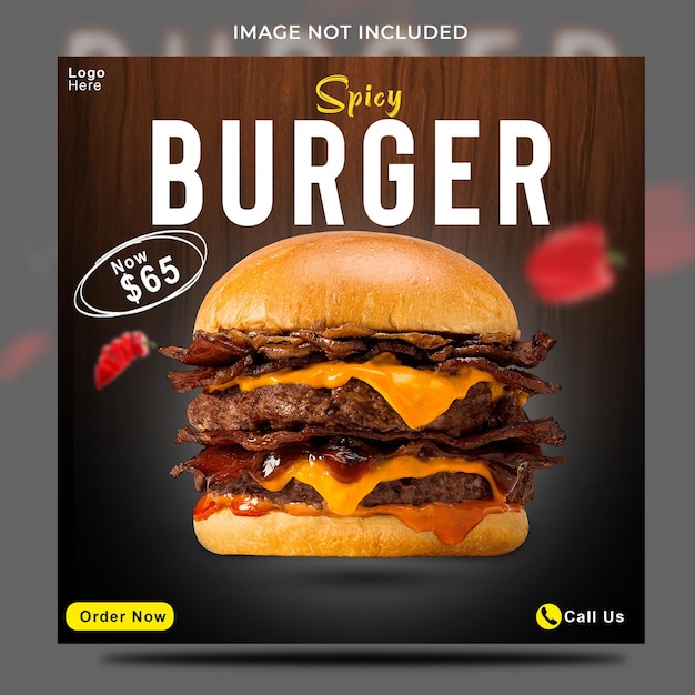 PSD delicious burger and food menu social media banner template