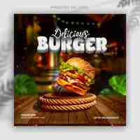 PSD delicious burger and food menu social media banner template
