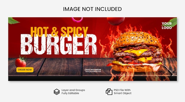 Delicious burger and food menu social media promotion square banner template