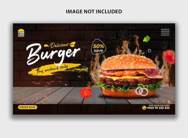 delicious burger food menu social media web banner template