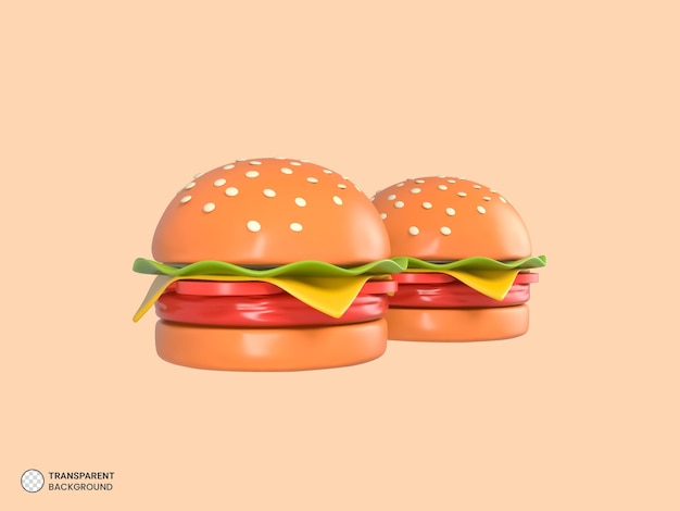 PSD delicious burger icona isolato rendering 3d illustrazione