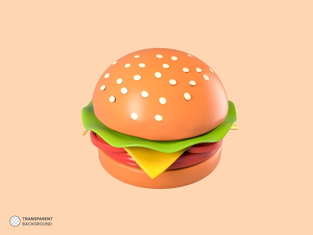 Delicious burger icon isolated 3d render illustration