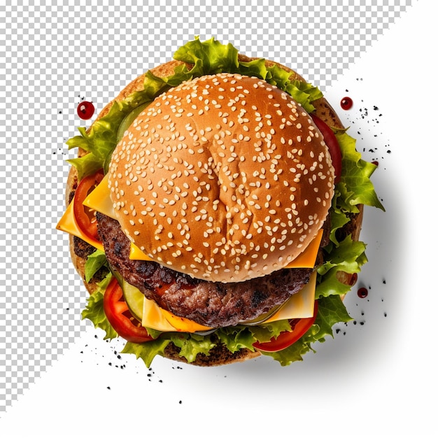 PSD delicious burger isolated on transparent background