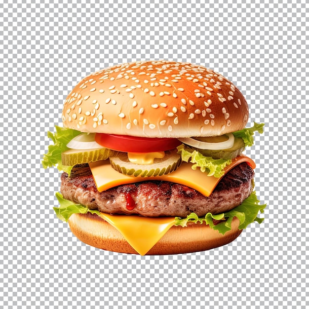 Delicious burger isolated on transparent background