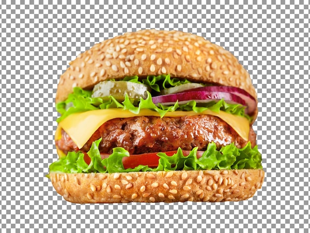 Delicious burger isolated on transparent background