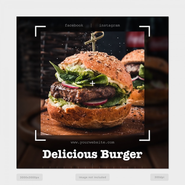 PSD delicious burger social media banner template