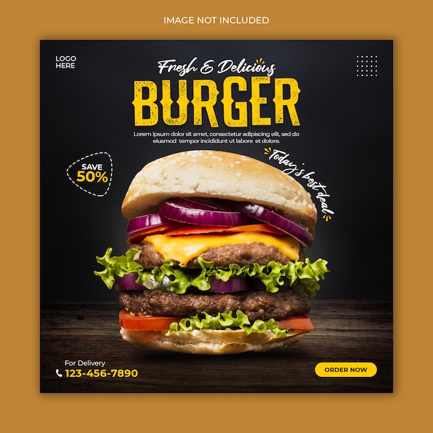 Шаблон сообщения в социальных сетях Delicious Burger