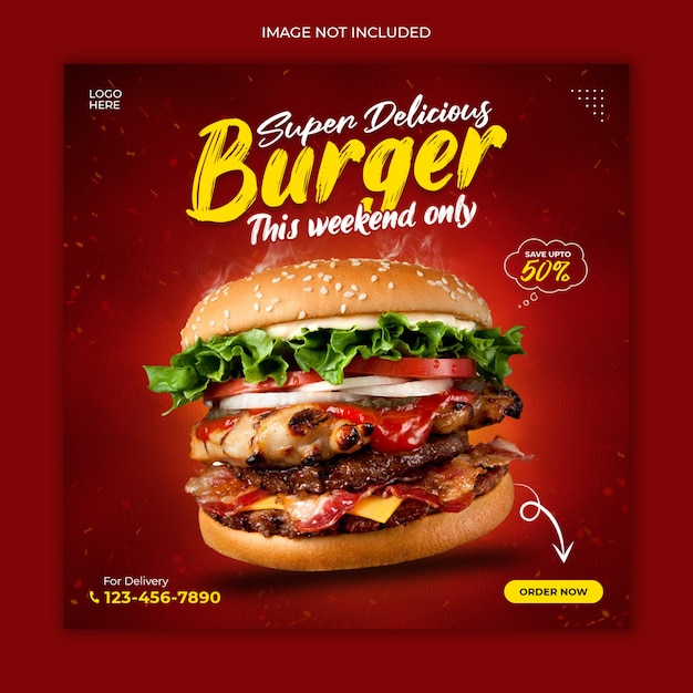 デリシャス・バーガー ソーシャル・メディア・ポスト・テンプレート