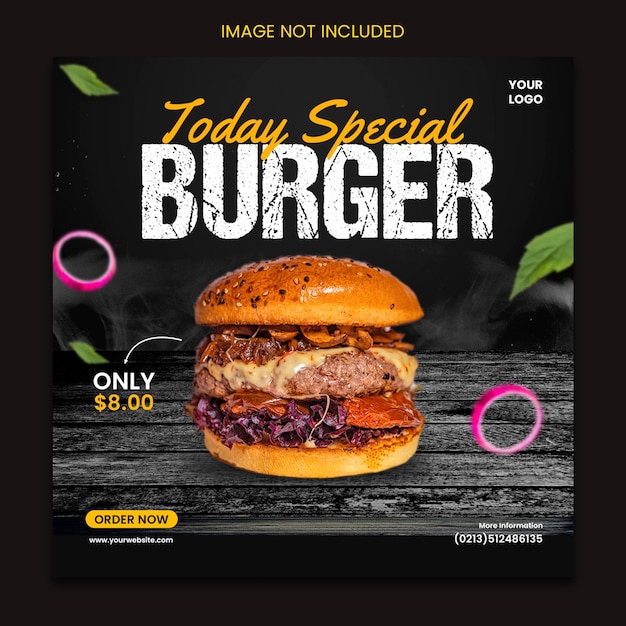 Delicious burger social media post template