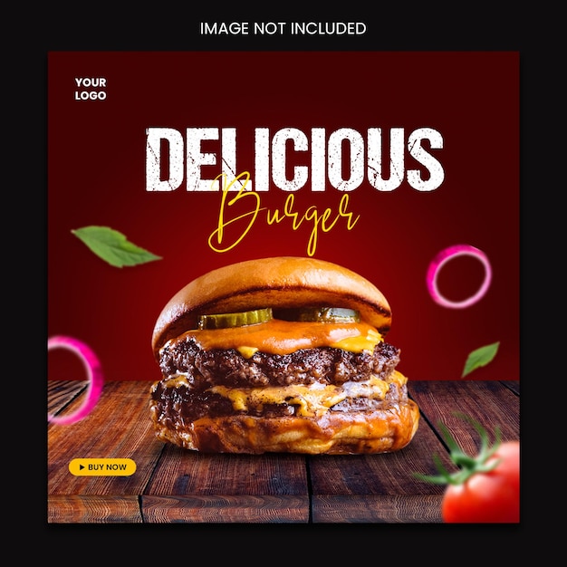 Шаблон сообщения в социальных сетях Delicious Burger