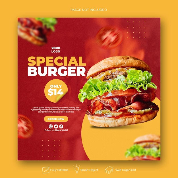 Delicious burger social media post template