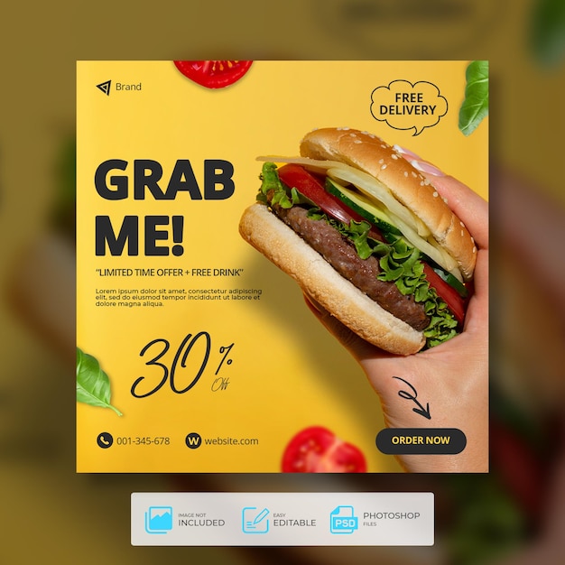 Delicious burger social media post template